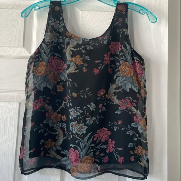 Floral Black Dressy Tank Top with built in camisole - Picture 5 of 5